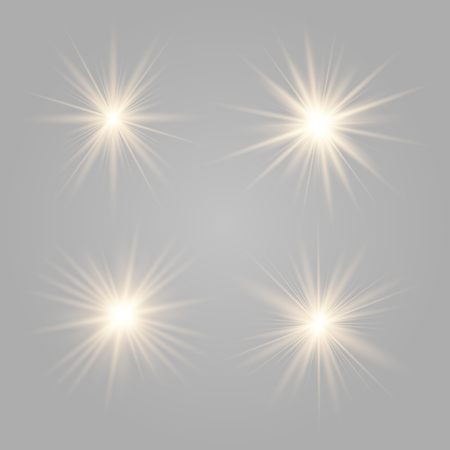 Gold glow light effect. Christmas flash. Vector illustration.のイラスト素材