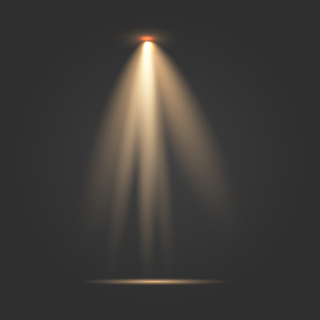 Light effect, concert lighting, stage spotlights. Floodlight beam with spotlights for web design and projection studio lights beam concert club show scene illumination.のイラスト素材