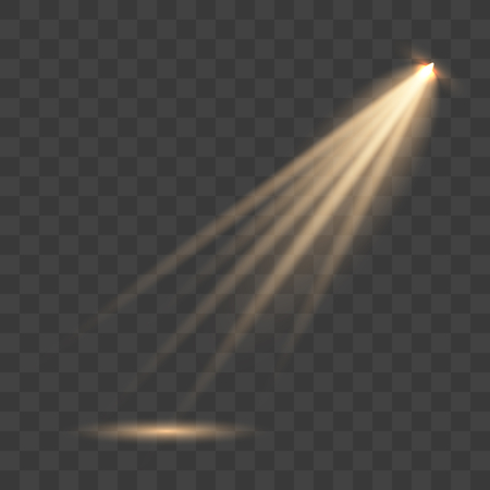 Light effect, concert lighting, stage spotlights. Floodlight beam with spotlights for web design and projection studio lights beam concert club show scene illumination.のイラスト素材