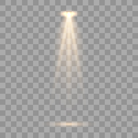 Light effect, concert lighting, stage spotlights. Floodlight beam with spotlights for web design and projection studio lights beam concert club show scene illumination.のイラスト素材
