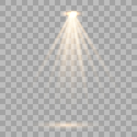 Light effect, concert lighting, stage spotlights. Floodlight beam with spotlights for web design and projection studio lights beam concert club show scene illumination.のイラスト素材
