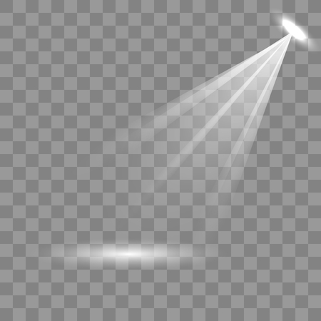 Light sources, concert lighting, stage spotlights. Floodlight beam, illuminated spotlights for web design and projection studio lights beam concert club show scene illumination.Vector illustration.のイラスト素材
