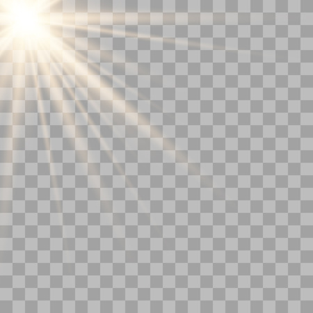 Glowing sunlight a transparent background. Vector illustration of light decoration effect with ray.のイラスト素材