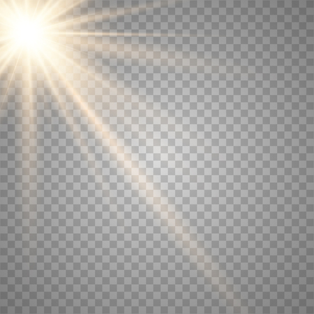 Glowing sunlight a transparent background. Vector illustration of light decoration effect with ray.のイラスト素材