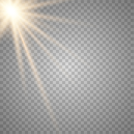 Glowing sunlight a transparent background. Vector illustration of light decoration effect with ray.のイラスト素材