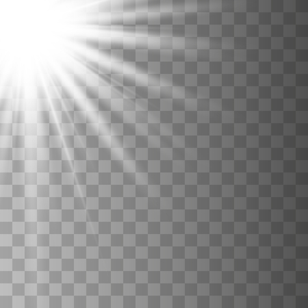 White glowing light explodes on a transparent background. Vector illustration of light decoration effect with ray. Vector Illustrator EPS10.のイラスト素材