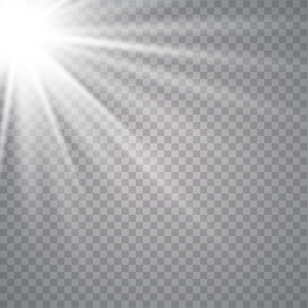 Light flare special effect with rays of light and magic sparkles. Glow transparent vector light effect set, explosion, glitter, spark, sun flash, burst.のイラスト素材