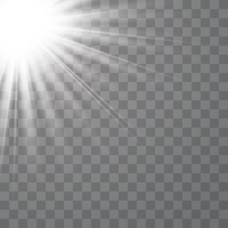 White glowing light explodes on a transparent background. Vector illustration of light decoration effect with ray. Vector Illustrator EPS10.のイラスト素材