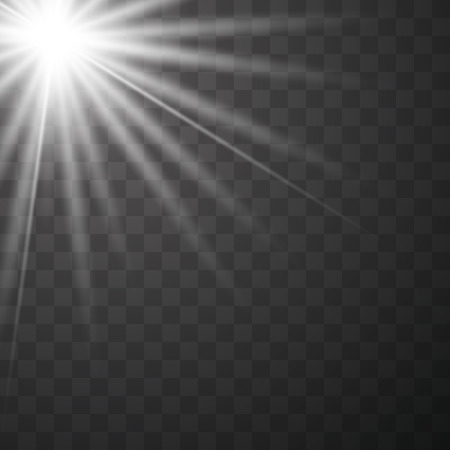 White glowing light explodes on a transparent background. Vector illustration of light decoration effect with ray. Vector Illustrator EPS10.のイラスト素材