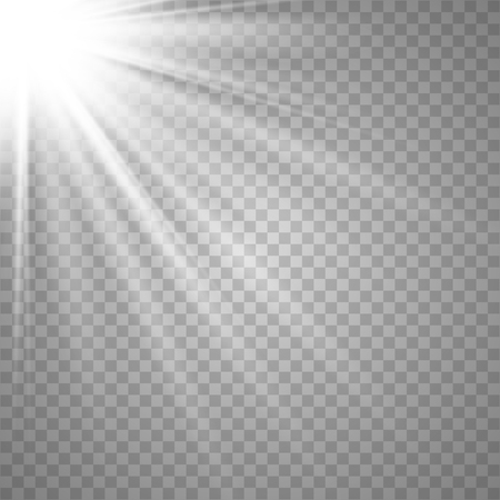 White glowing light explodes on a transparent background. Vector illustration of light decoration effect with ray. Vector Illustrator EPS10.のイラスト素材