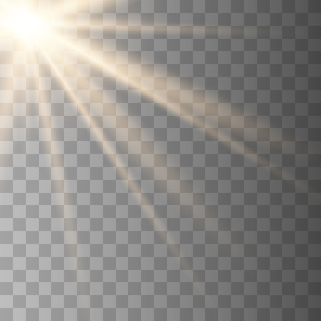 Glowing sunlight a transparent background. Vector illustration of light decoration effect with ray.のイラスト素材