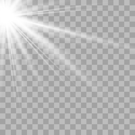 White glowing light explodes on a transparent background. Vector illustration of light decoration effect with ray. Vector Illustrator EPS10.のイラスト素材