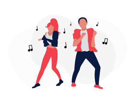 Two dancing people. Dance and music. Vector character design.のイラスト素材