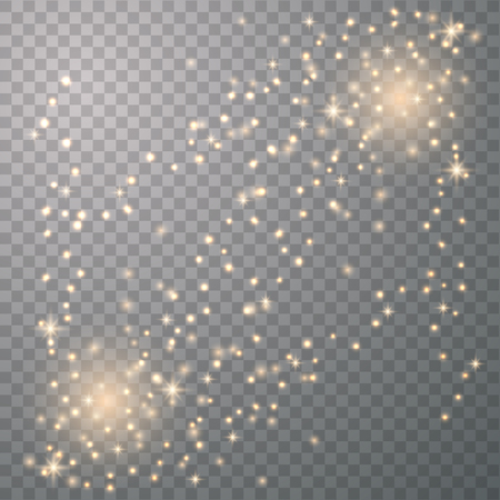 Glow light effect.  Sparkling texture. Star dust sparks in explosion on transparent. Vector gold glitter particles background effect for luxury greeting rich card.のイラスト素材