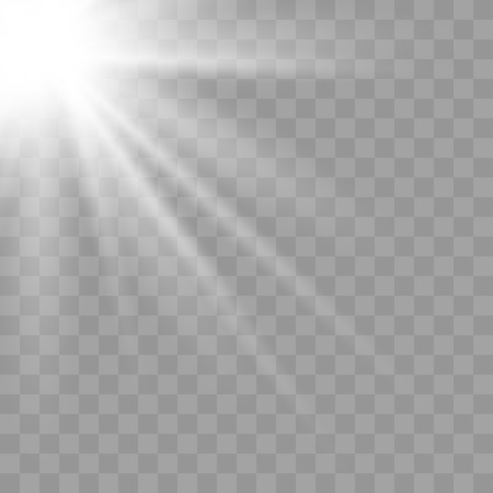 White Glowing sunlight isolated on transparent background.のイラスト素材