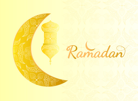 Ramadan kareem greeting template islamic crescent. Ramadan Kareem islamic design crescent moonのイラスト素材