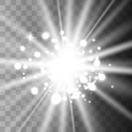 Shining star set gold, solar particles and sparks  with a backlight effect, bokeh, lights, sparkles and sparkles. On a dark background, transparentのイラスト素材