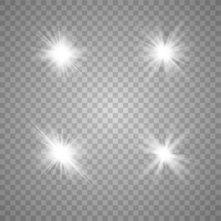 Set of Glow light  effect. Star burst with sparkles. The star flashed sparks. Vector illustration EPS10.のイラスト素材
