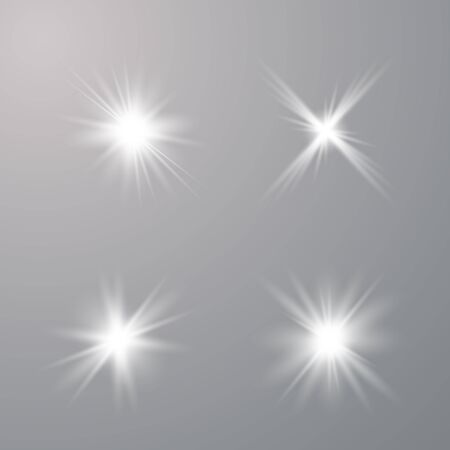 Set of Glow light  effect. Star burst with sparkles. The star flashed sparks. Vector illustration EPS10.のイラスト素材
