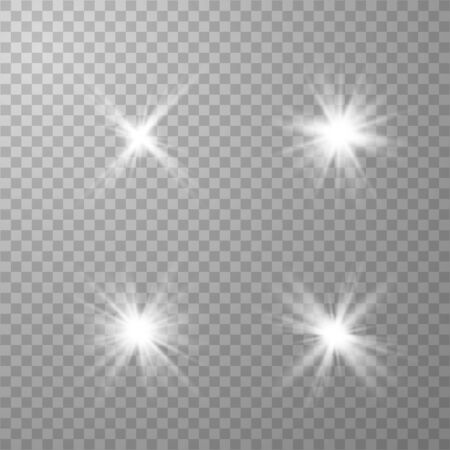Set of Glow light  effect. Star burst with sparkles. The star flashed sparks. Vector illustration EPS10.のイラスト素材