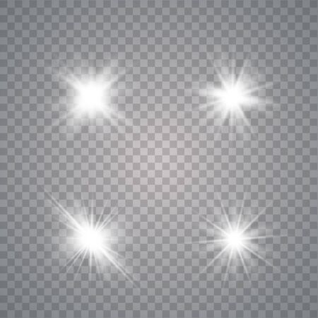 Set of Glow light  effect. Star burst with sparkles. The star flashed sparks. Vector illustration EPS10.のイラスト素材