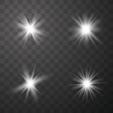 Set of Glow light  effect. Star burst with sparkles. The star flashed sparks. Vector illustration EPS10.のイラスト素材