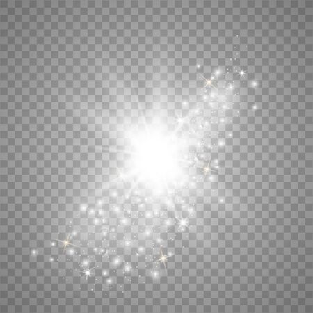 White glowing light burst explosion with transparent. Vector illustration effect decoration with ray sparkles. Star burst with sparkles.Sun.のイラスト素材