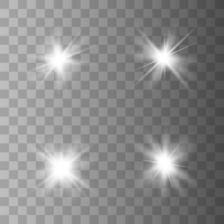 Set of Glow light  effect. Star burst with sparkles. The star flashed sparks. Vector illustration EPS10.のイラスト素材