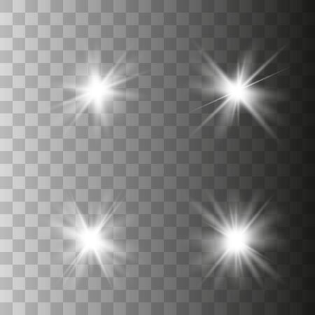 Set of Glow light  effect. Star burst with sparkles. The star flashed sparks. Vector illustration EPS10.のイラスト素材