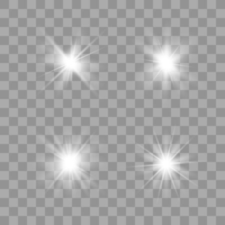 Set of Glow light  effect. Star burst with sparkles. The star flashed sparks. Vector illustration EPS10.のイラスト素材