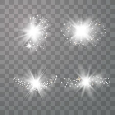 Set of Glow light  effect. Star burst with sparkles. The star flashed sparks. Vector illustration EPS10.のイラスト素材