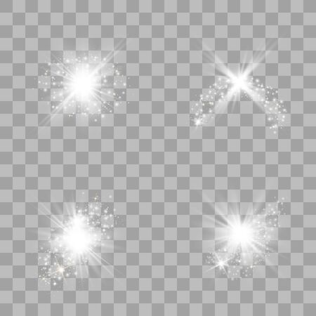 Set of Glow light  effect. Star burst with sparkles. The star flashed sparks. Vector illustration EPS10.のイラスト素材