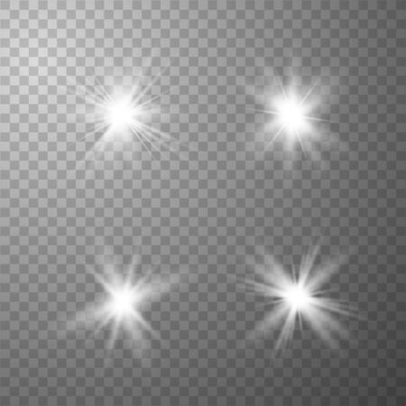 Set of Glow light  effect. Star burst with sparkles. The star flashed sparks. Vector illustration EPS10.のイラスト素材