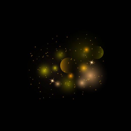 Dust gold. Sparkling magical dust particles. Magic concept. Abstract background with bokeh effect. Texture background abstract black.のイラスト素材
