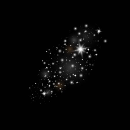 Silver Dust . Sparkling magical dust particles. Magic concept. Abstract background with bokeh effect.のイラスト素材