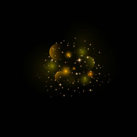 Dust gold. Sparkling magical dust particles. Magic concept. Abstract background with bokeh effect. Texture background abstract black.のイラスト素材