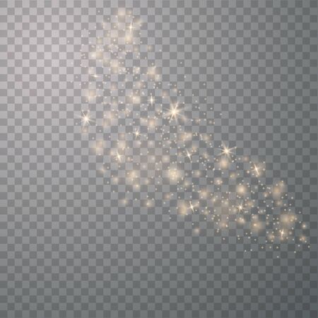 Glow light effect. Vector illustration. Christmas flash. Magic concept. Dustのイラスト素材