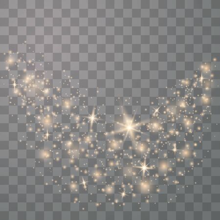 Glow light effect. Vector illustration. Christmas flash. Magic concept. Dustのイラスト素材