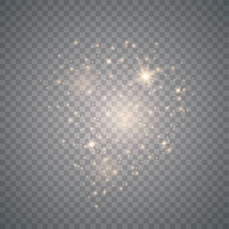 Sparks glitter special light effect. Sparkles and dust on transparent background. Christmas abstract pattern. Sparkling magic dust particlesのイラスト素材