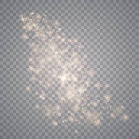 Glow light effect. Vector illustration. Christmas flash. Magic concept. Dustのイラスト素材