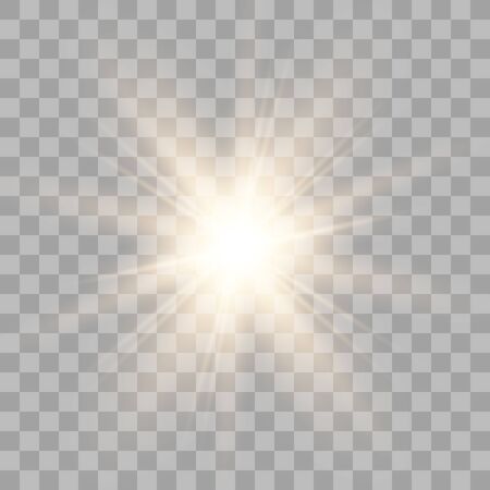 Glowing lights effect. Star burst with sparkles. Special effect isolated on transparent background. Vector illustration eps10.のイラスト素材