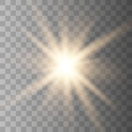 Glowing lights effect. Star burst with sparkles. Special effect isolated on transparent background. Vector illustration eps10.のイラスト素材