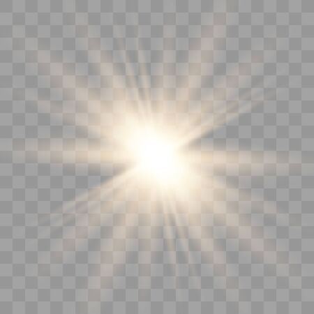 Glowing lights effect. Star burst with sparkles. Special effect isolated on transparent background. Vector illustration eps10.のイラスト素材