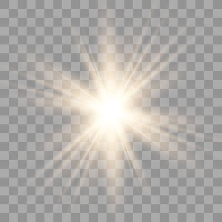 Glowing lights effect. Star burst with sparkles. Special effect isolated on transparent background. Vector illustration eps10.のイラスト素材
