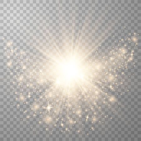 Glow light effect. Star burst with sparkles. Special effect isolated on transparent background. Vector illustration eps10のイラスト素材