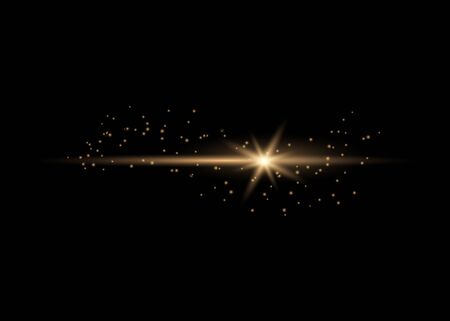 Glow line of dust and golden stars shine with a special light.  Christmas conceptのイラスト素材