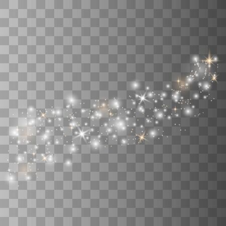 Glow light effect. Vector illustration. Christmas flash. Magic concept. Dustのイラスト素材