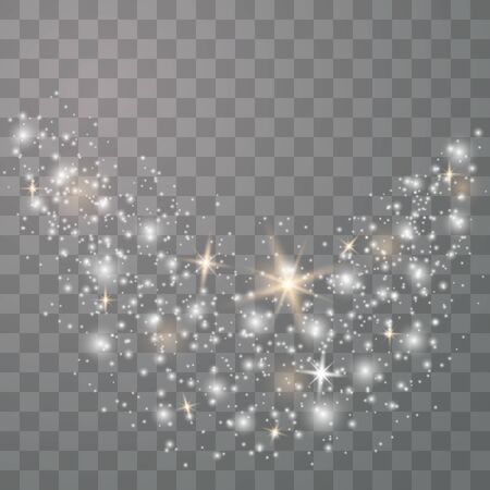 Glow light effect. Vector illustration. Christmas flash. Magic concept. Dustのイラスト素材