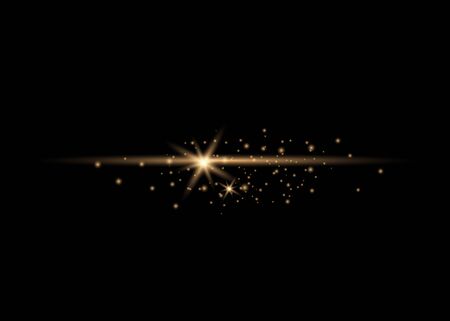 Glow line of dust and golden stars shine with a special light.  Christmas conceptのイラスト素材