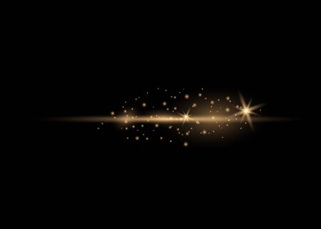 Glow line of dust and golden stars shine with a special light.  Christmas conceptのイラスト素材